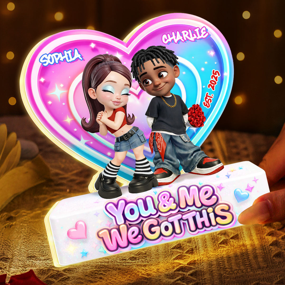 Eternal Love Y2K Couple Aura Heart Aesthetic - Personalized Light Box - Heartfelt Valentine's Day Gift For Him, Gift For Her