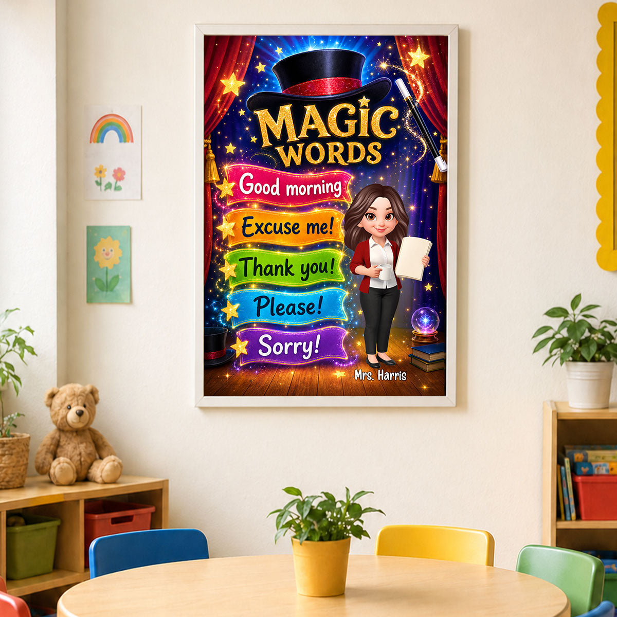Teacher Classroom Magic Words - Personalized Poster - Back To School Gift For Teachers, Classroom Decor