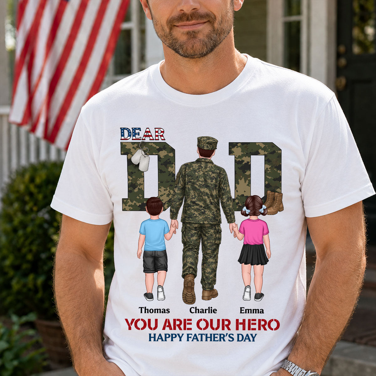 Nation Flag Army Dad You Are Our Hero - Personalized Shirt - Father's Day Gift For Dad, Husband