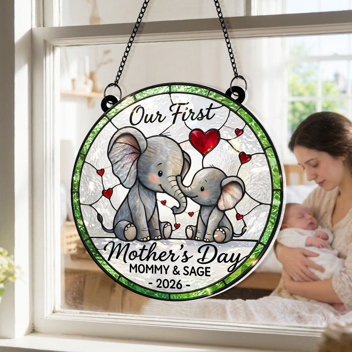 Our 1st Mother's Day Elephant - Personalized Suncatcher - Mother's Day Gift For Her, Mom, Wife