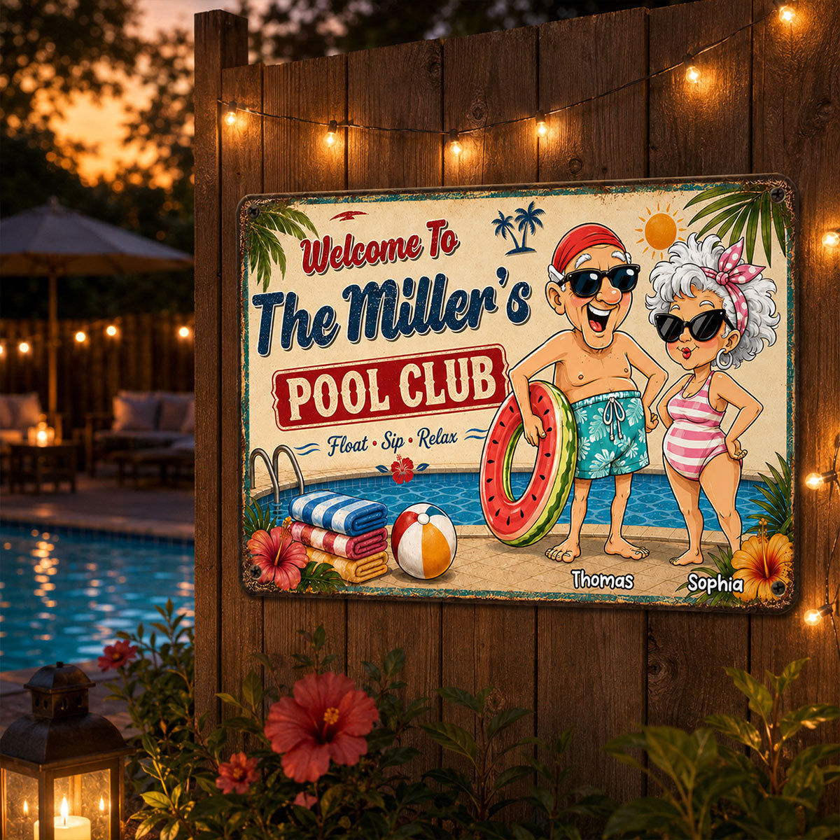 Welcome To Our Pool Club - Personalized Pool Metal Sign - Poolside Paradise Decor For Grandparents, Couple