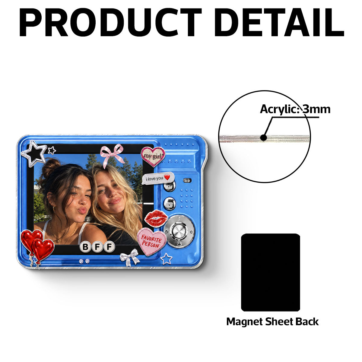 Besties Y2K Digital Camera Photo Uploaded - Personalized Acrylic Magnet