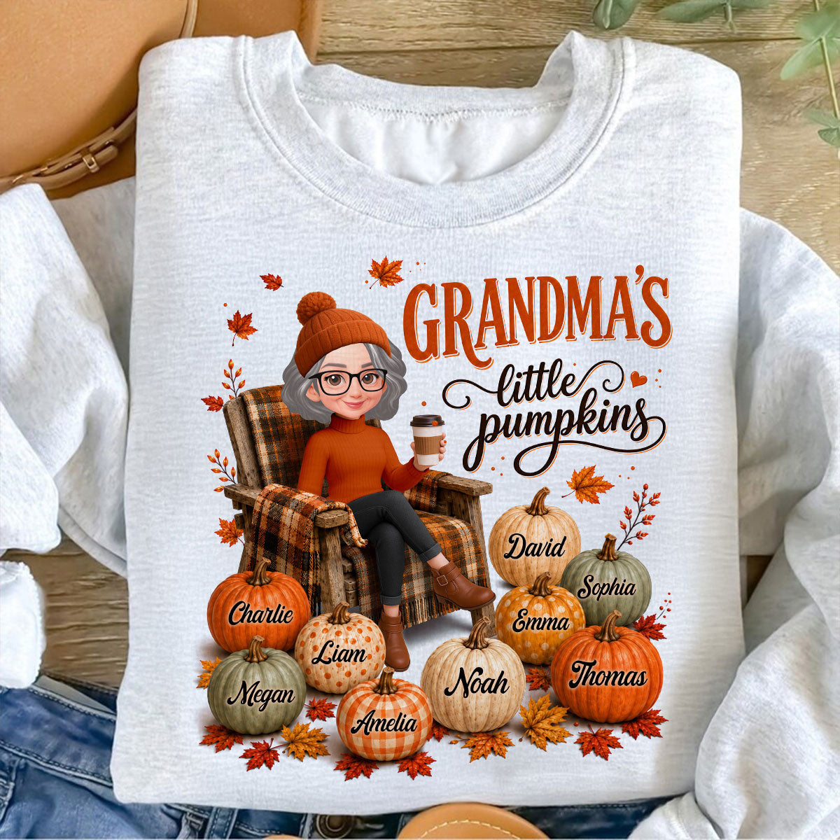 Grandma's Little Pumpkins - Personalized Shirt - Trendy Fall Tee for Grandma