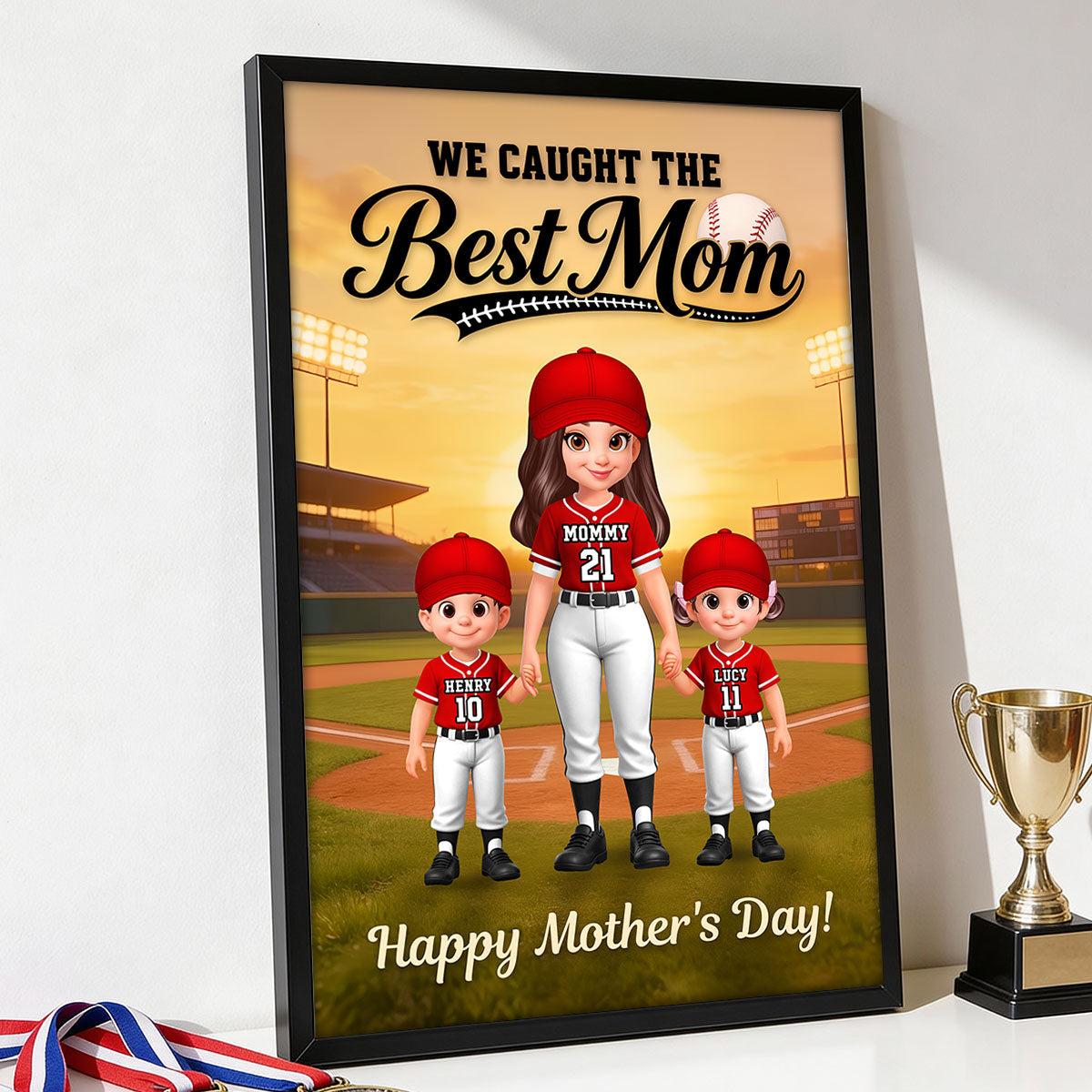 We Caught The Best Baseball Mom - Personalized Poster - Mother's Day Gift For Baseball Mom, Wife