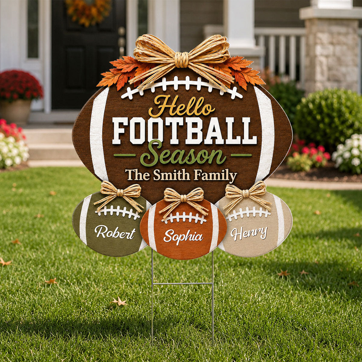 Family Hello Football Season - Personalized Yard Sign - Football Season Decor For Family