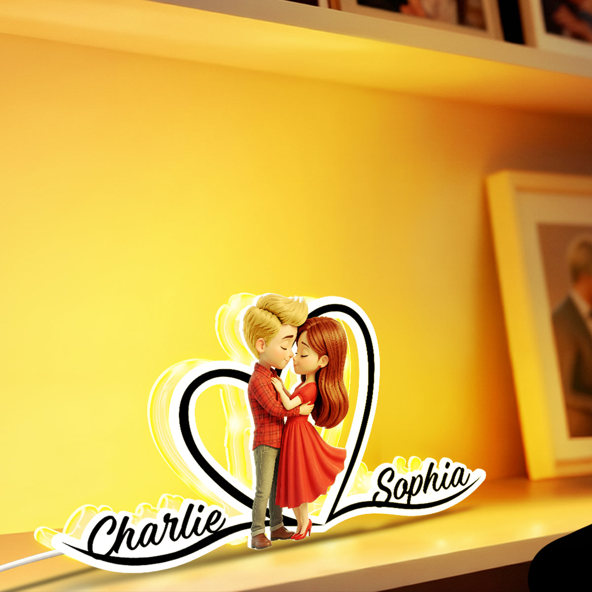 Romantic Love Couple - Personalized Light Box - Sentimental Gift for him, for her
