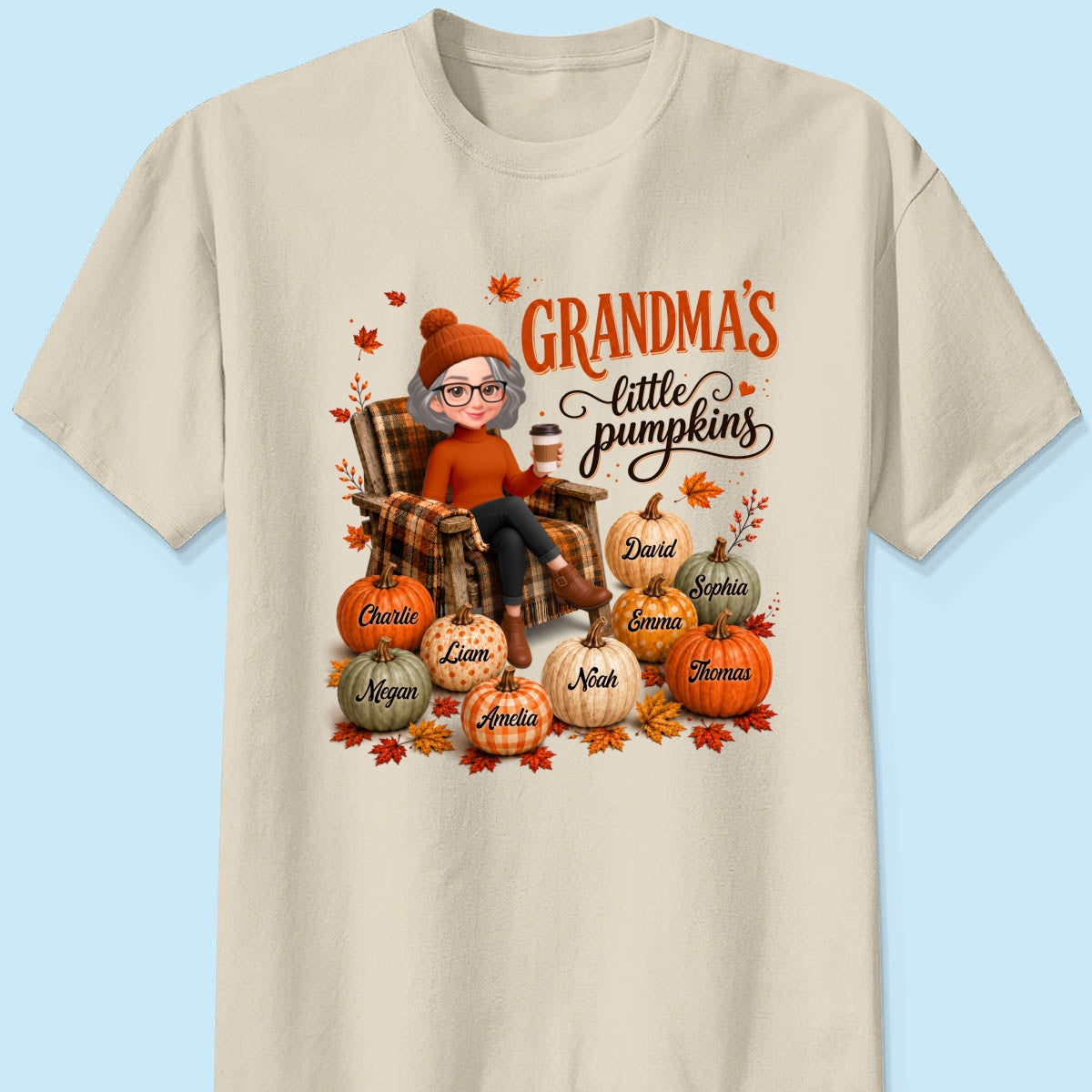 Grandma's Little Pumpkins - Personalized Shirt - Trendy Fall Tee for Grandma