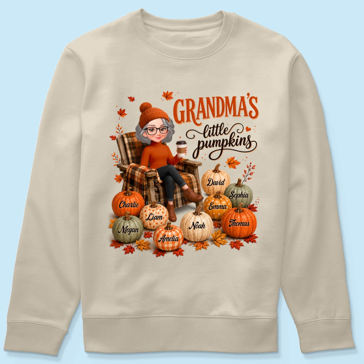 Grandma's Little Pumpkins - Personalized Shirt - Trendy Fall Tee for Grandma