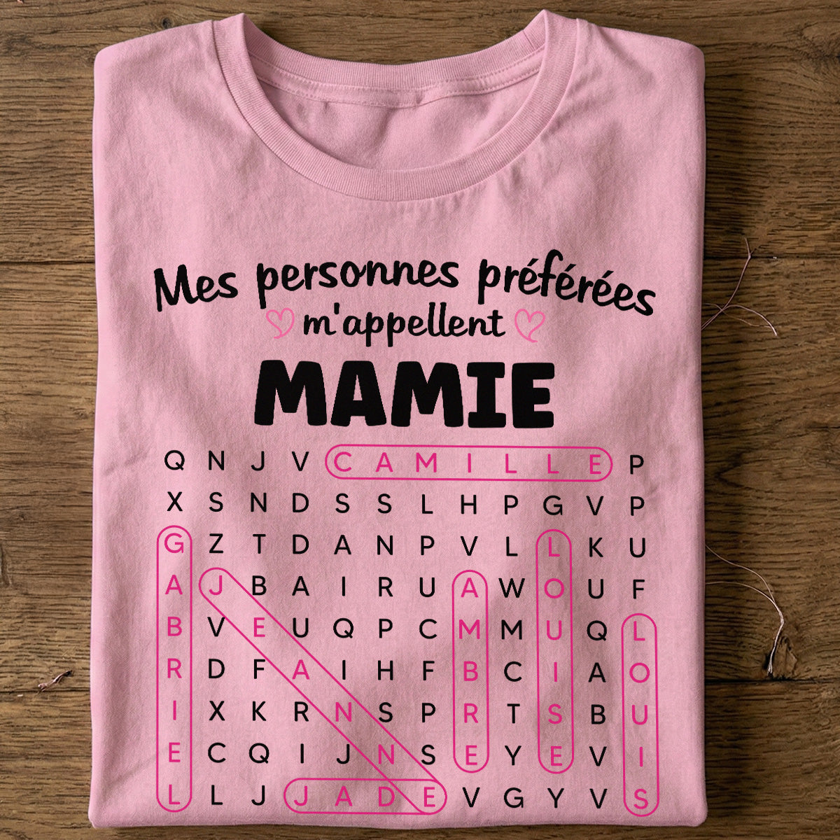 T-shirt Personnalisé Mots Fléchés - Mes personnes préférées m'appellent Mamie - Cadeau pour Grand-Mère