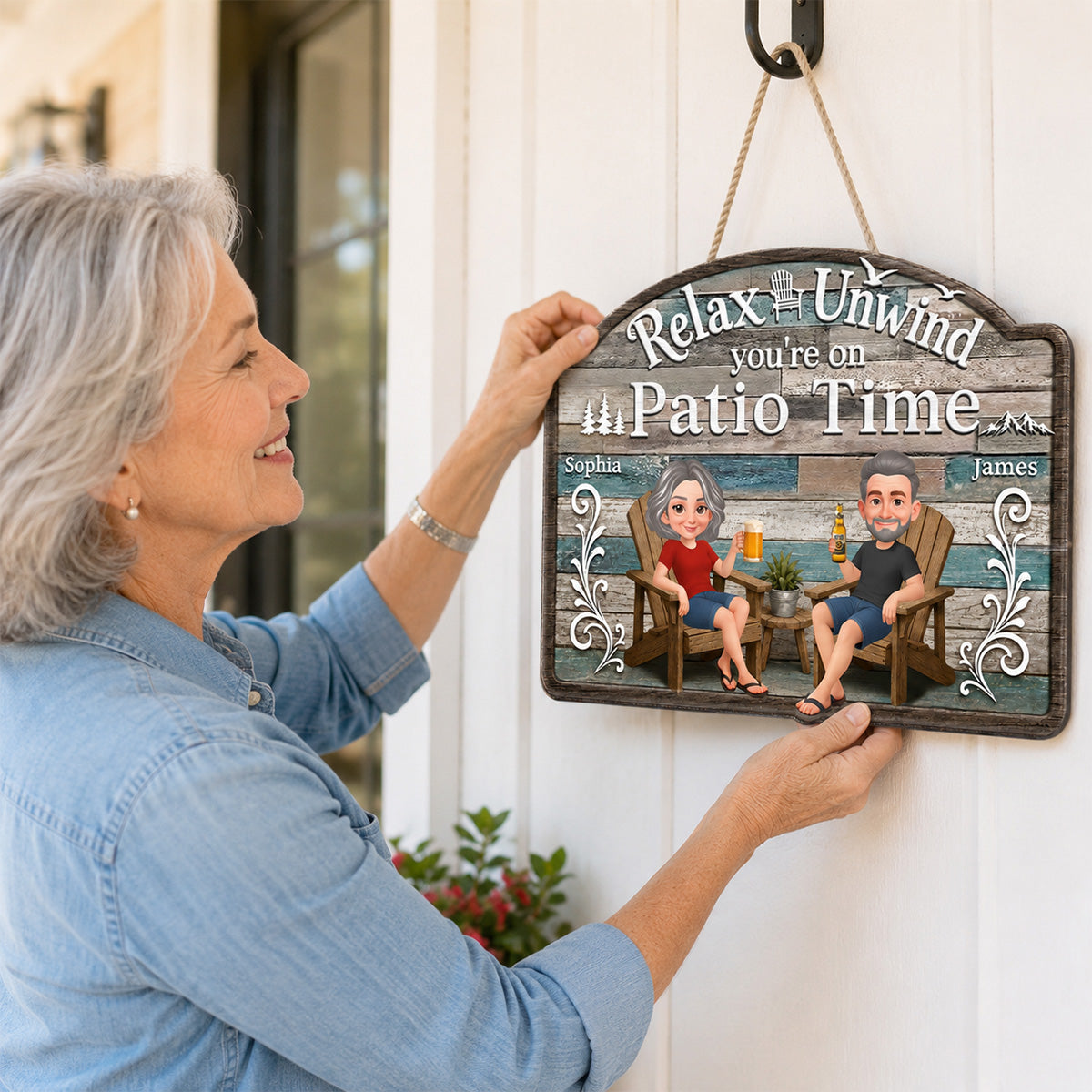 Relax Unwind You're On Patio Time - Personalized Wood Sign - Decor Patio Sign