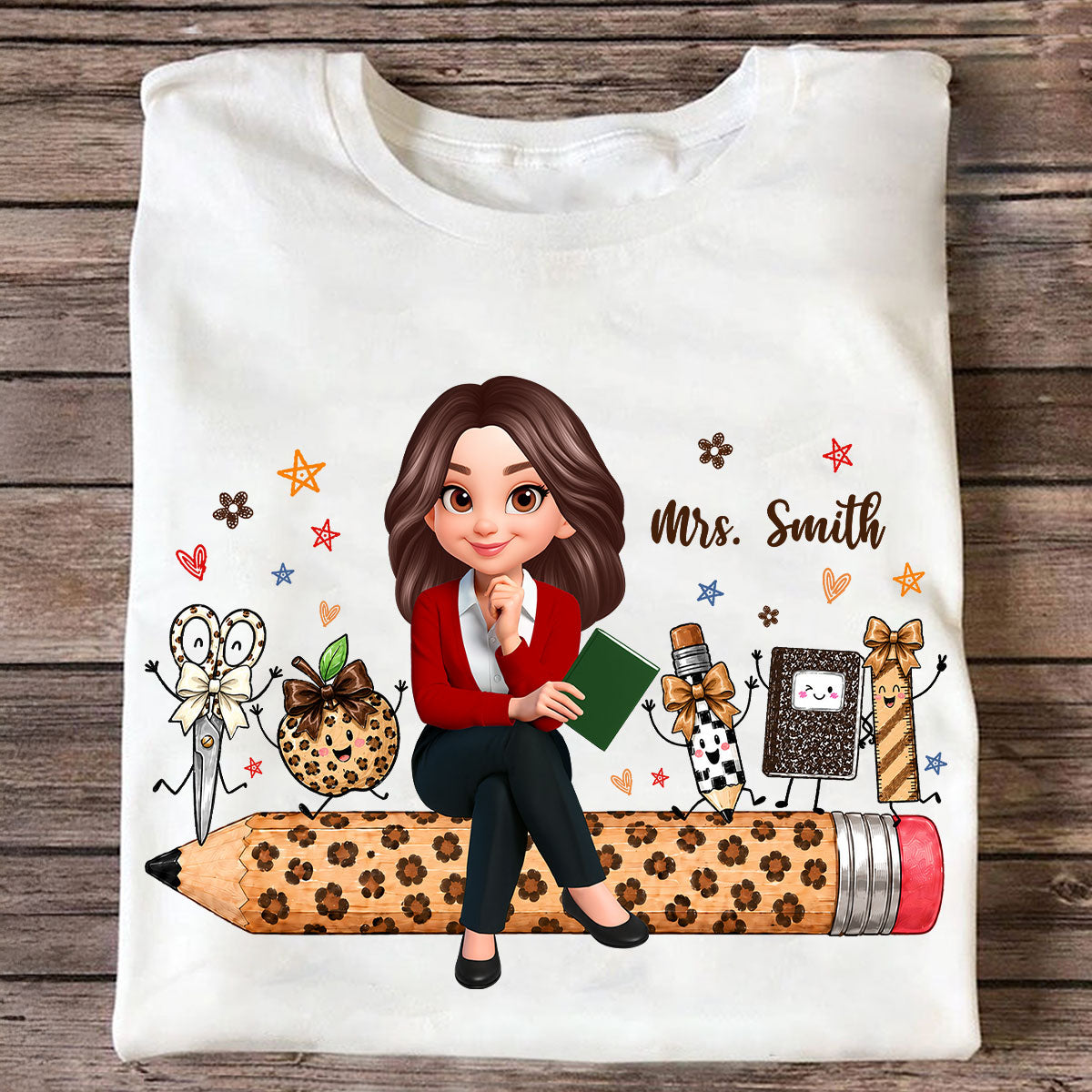 Leopard Teacher Life Happy School Suppliers Friends - Personalized Shirt - Back To School Gift For Teacher
