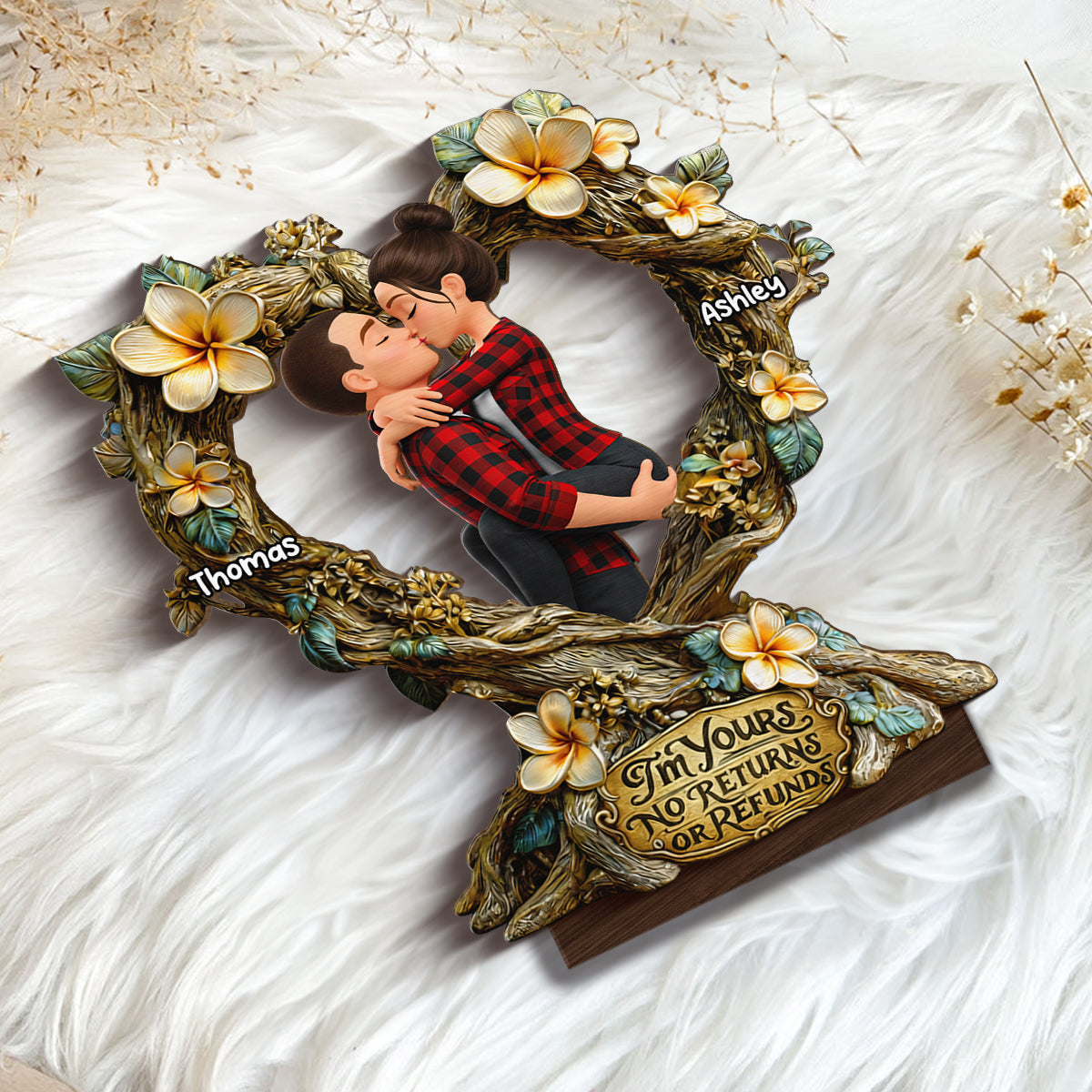 I'm Yours No Returns Or Refunds - Personalized 2-Layered Wooden Plaque - Anniversary, Valentine's Day Gift, Gift For Him, Gift For Her