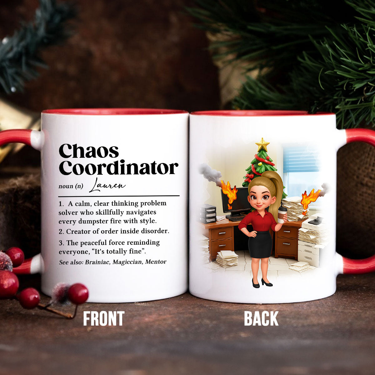 Chaos Coordinator Definition Office Humor - Personalized Mug - Christmas Gift for Coworkers, Husband, Wife, Daughter, Son, Friends