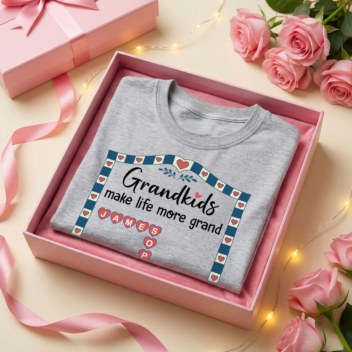 Old School Vintage Grandkids Names Crossword Puzzle Art - Personalized Shirt - Gift For Grandma