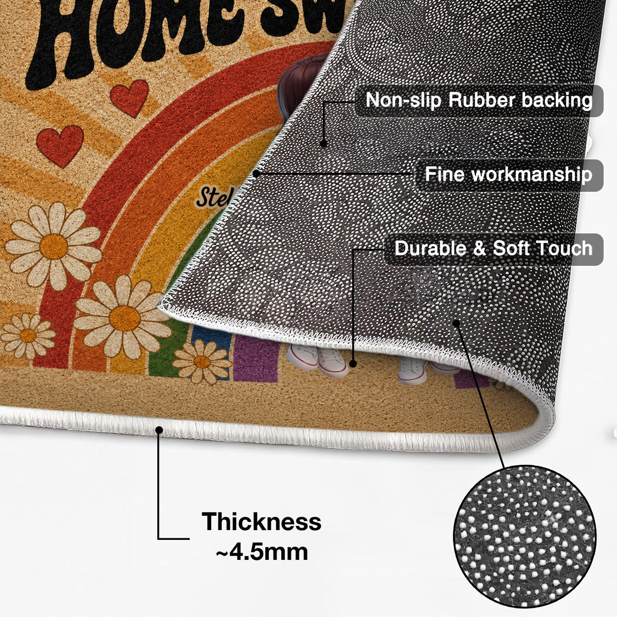 LGBT+ Rainbow Couple Home Sweet Home - Personalized Doormat - Gift For Couple, Happy Pride Month