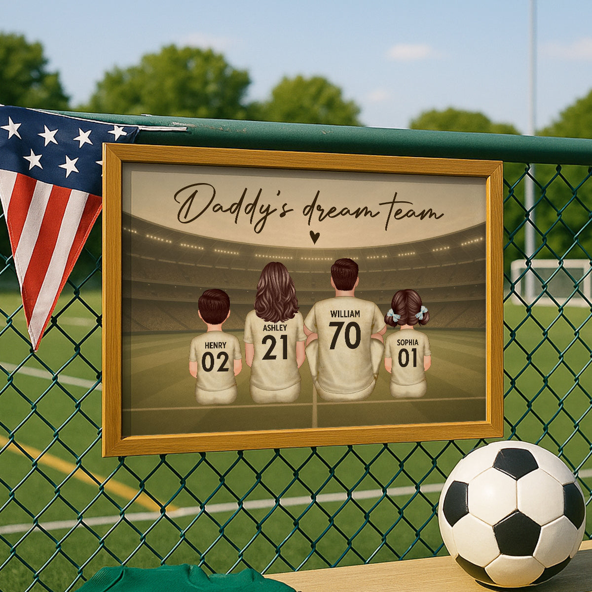 Retro Vintage Soccer Daddy's Dream Team Personalized Poster, Gift For Dad