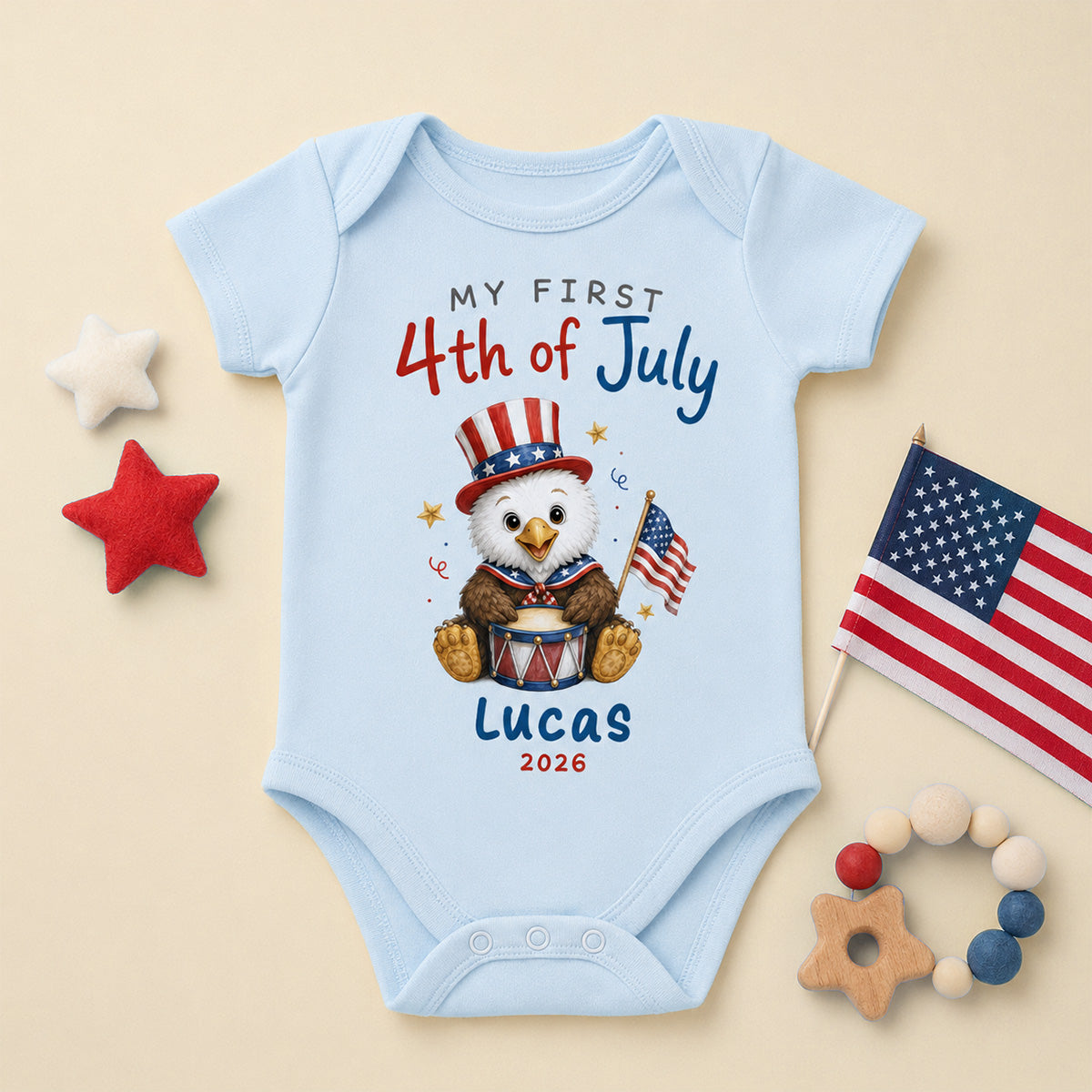 My First 4th Of July - Personalized Baby Apparel - 4th Of July Keepsake For Baby