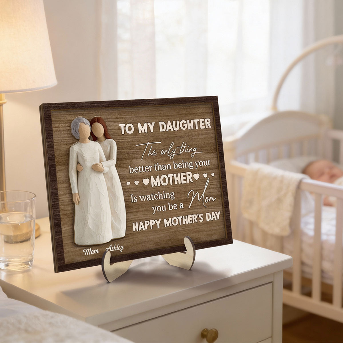 To My Daughter Watching You Be A Mom - Personalized 2-Layered Wooden Plaque - Mother's Day Gift For Daughter From Mom