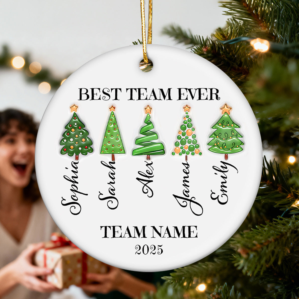 Best Team Ever Work Team Member - Personalized Ceramic Ornament - Corporate Gift Exchange