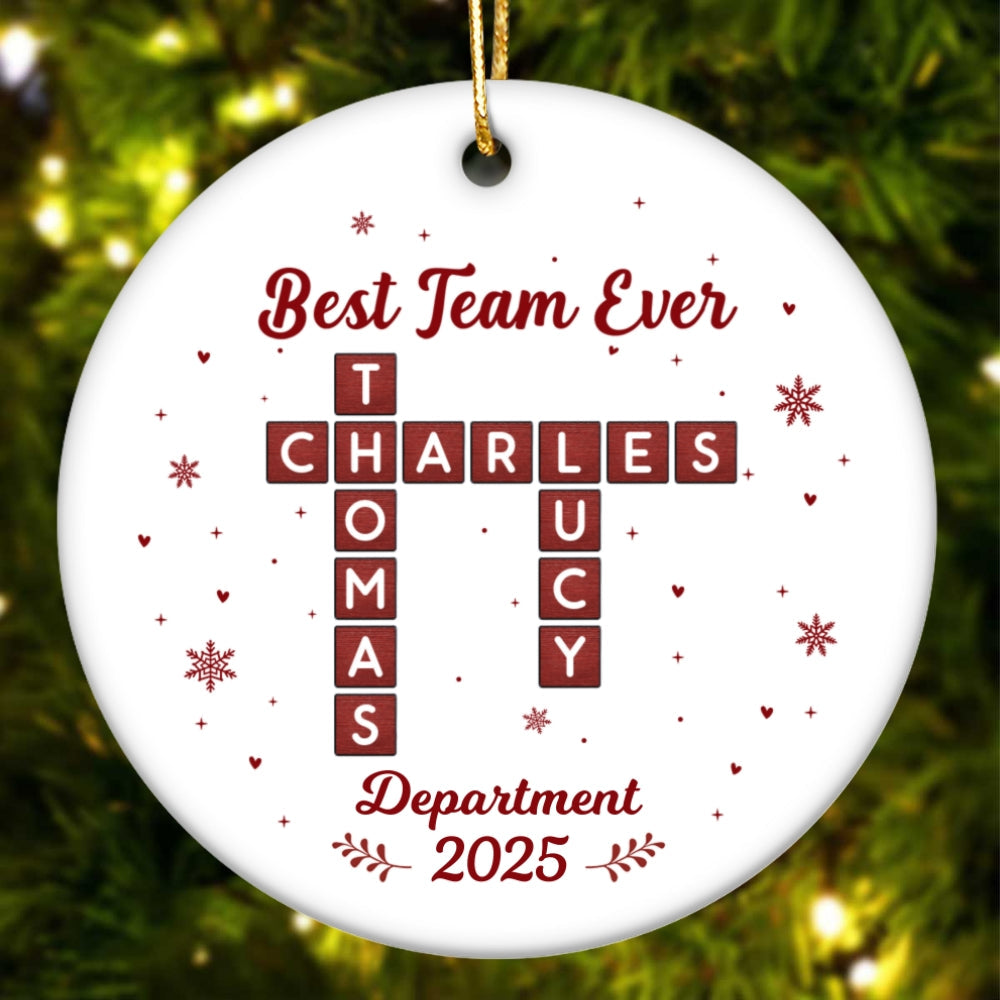 Best Team Ever Crossword Puzzle - Personalized Ceramic Ornament - Coworkers, Colleagues Gift Exchange