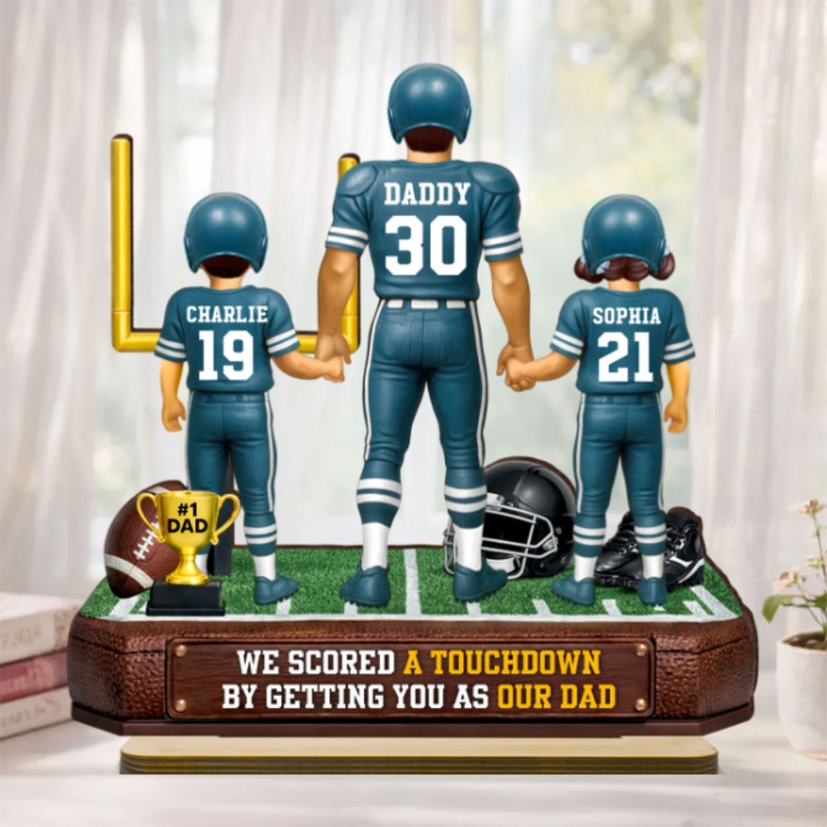 American Football Dad We Scored A Touchdown - Personalized 2-Layered Wooden Plaque - Heartfelt Gift For Football Dad, Gift For Husband