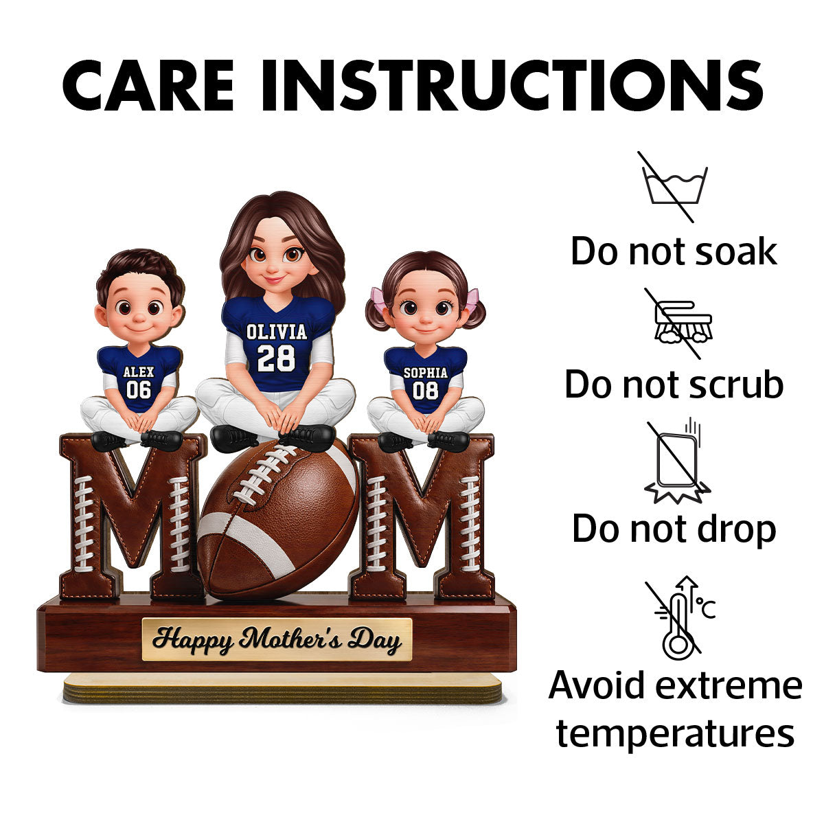 American Football We Scored A Touchdown Getting You As Mom - Personalized 2-Layered Wooden Plaque - Mother's Day Gift For Mom