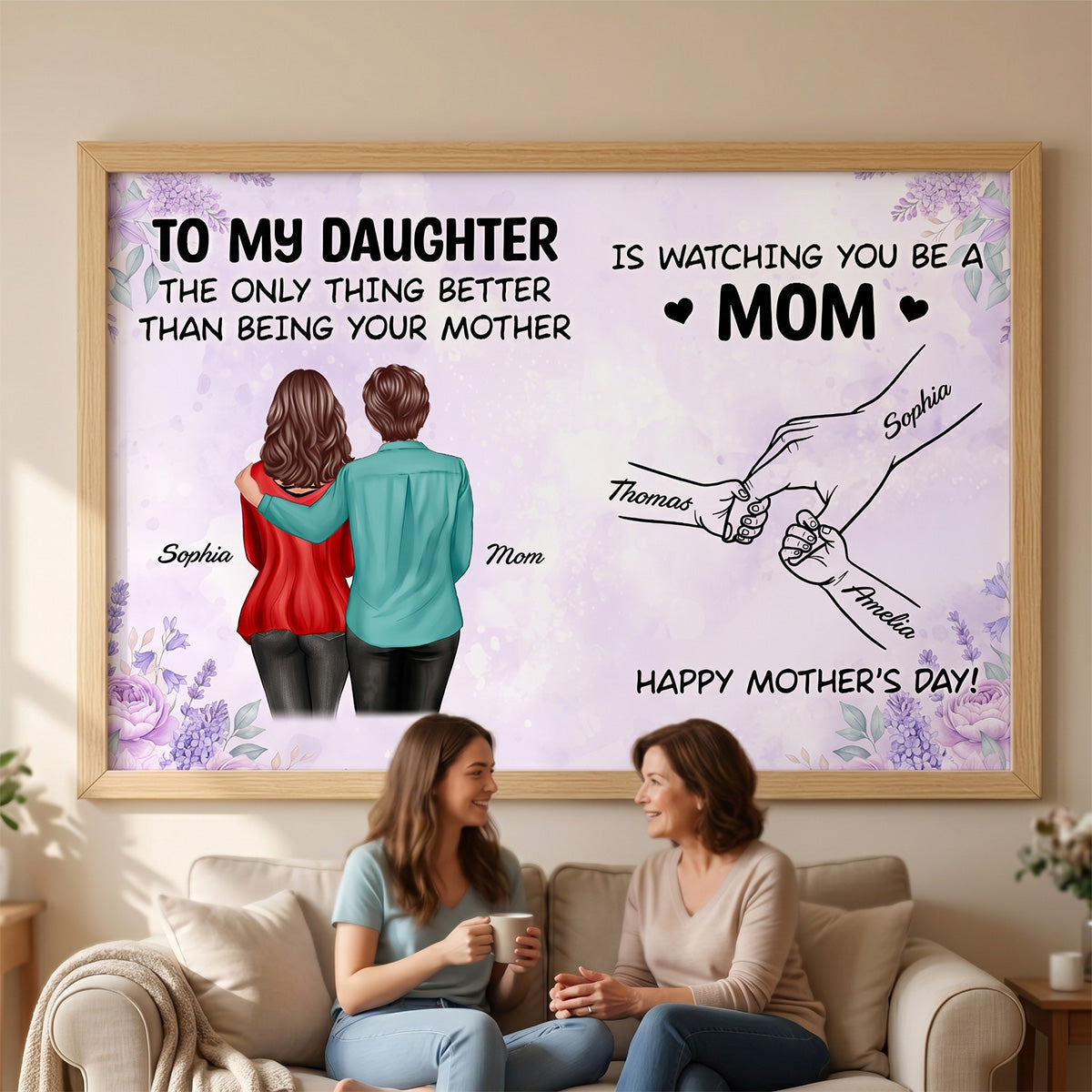 To My Daughter Watching You Be A Mom Flower Floral Purple Tone - Personalized Poster - Mother's Day Gift