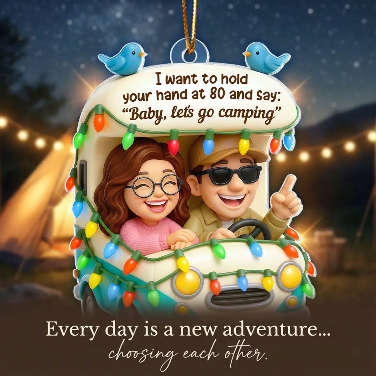 Couple Let's Go Camping - Personalized Acrylic Ornament - Gift For Her, Gift For Him, Gift For Couple