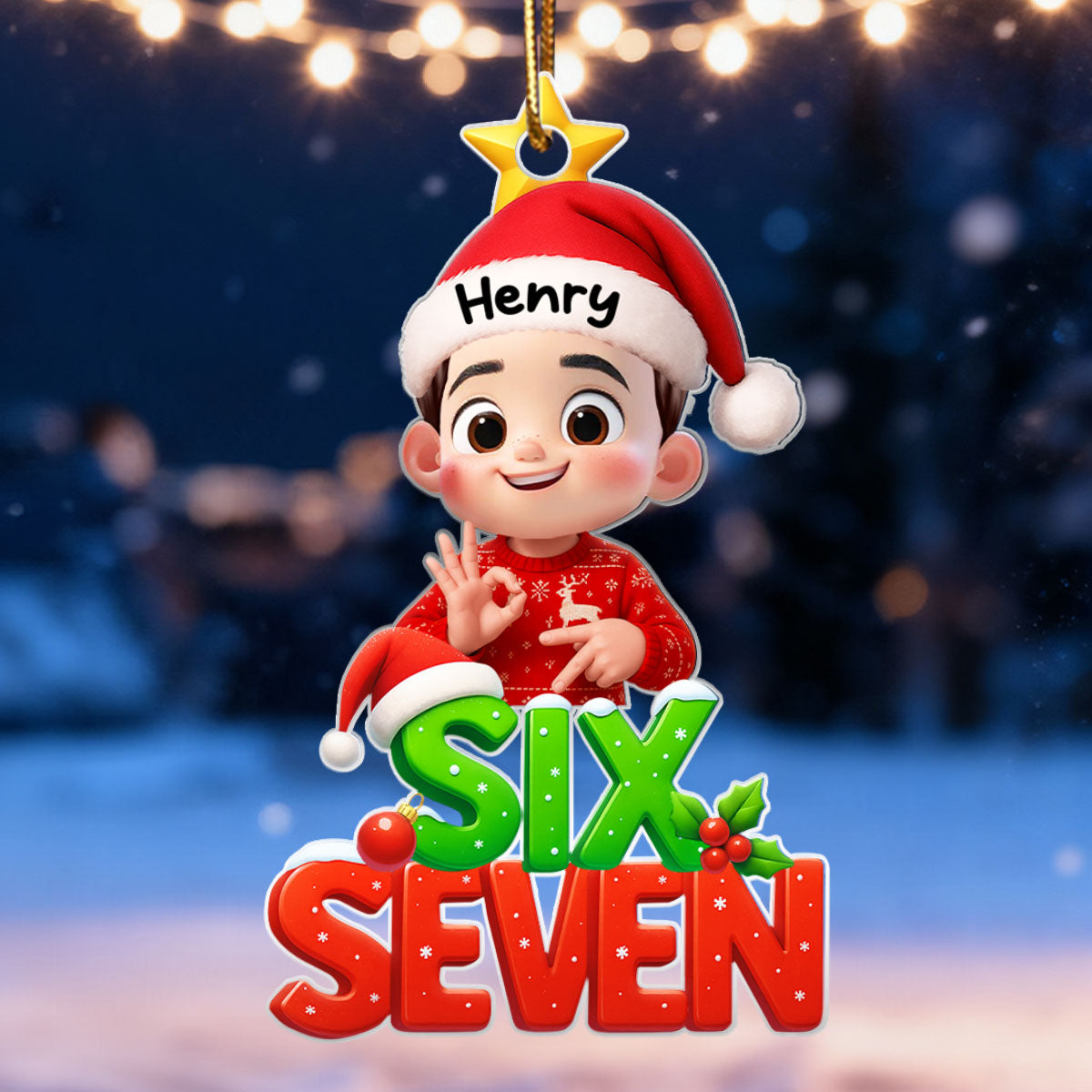 Funny Custom Six Seven 67 - Personalized Acrylic Ornament - Teen Slang Funny Tree Decor, Funny Teen Grandkid Gift