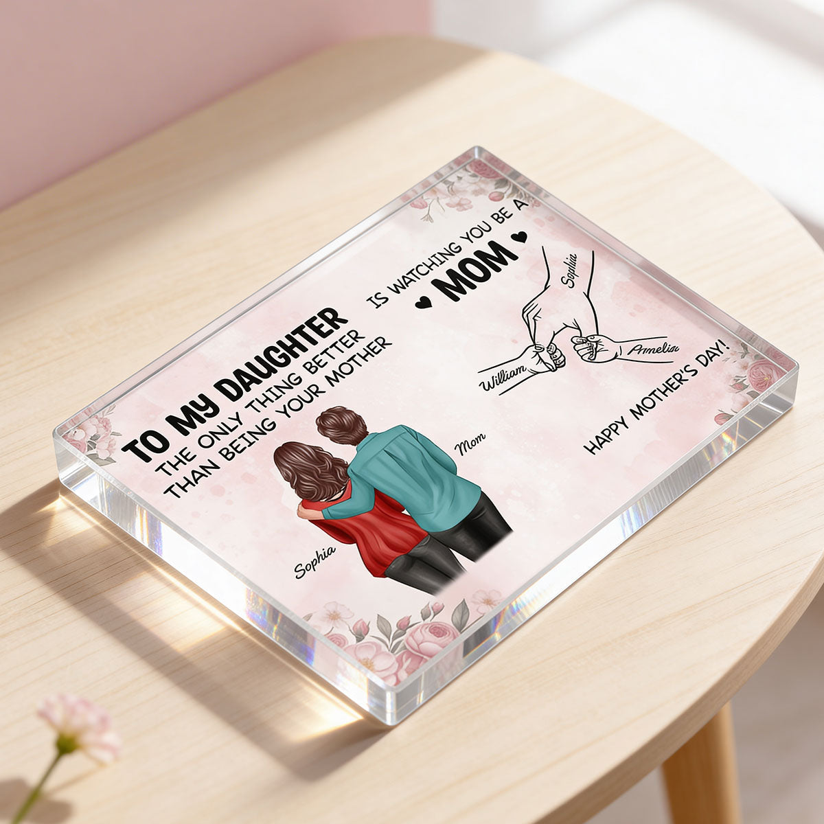 From Mom To Daughter Watching You Be A Mom - Personalized Acrylic Block Plaque - Mother's Day Gift For Daughter