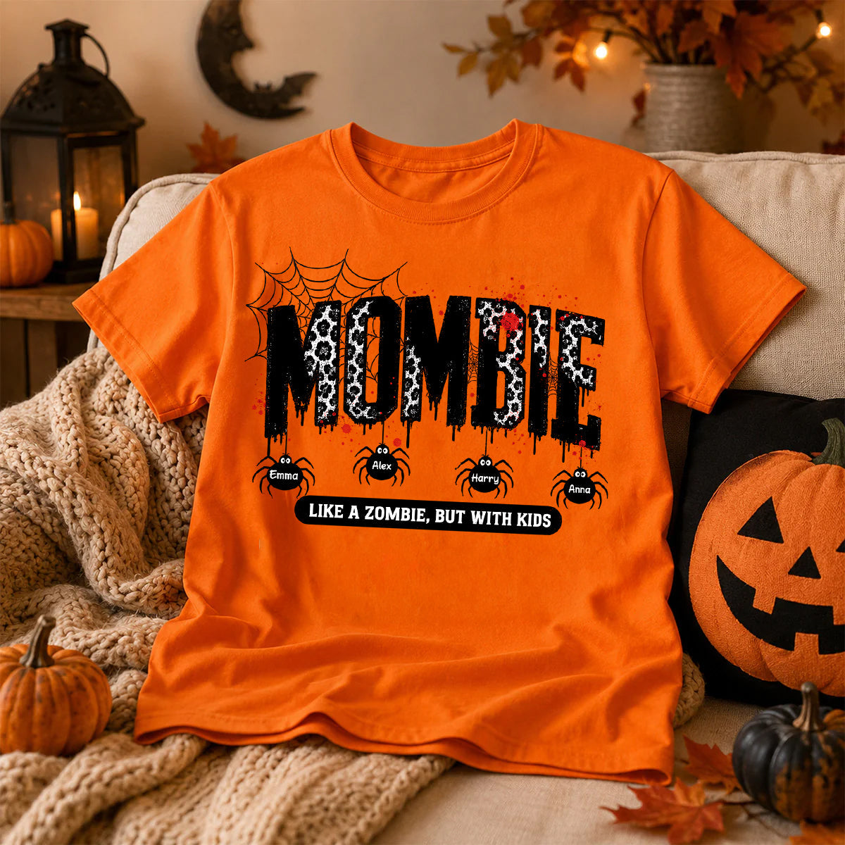 Mombie Like a Zombie But with Kids - Personalized Shirt - Spooky Funny Halloween Shirt for Mom, Wife