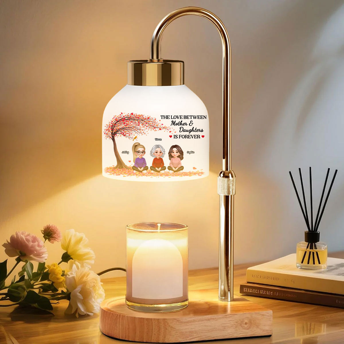 The Love Between Mother And Daughters Is Forever - Personalized Candle Warmer Lamp - Gift For Mom