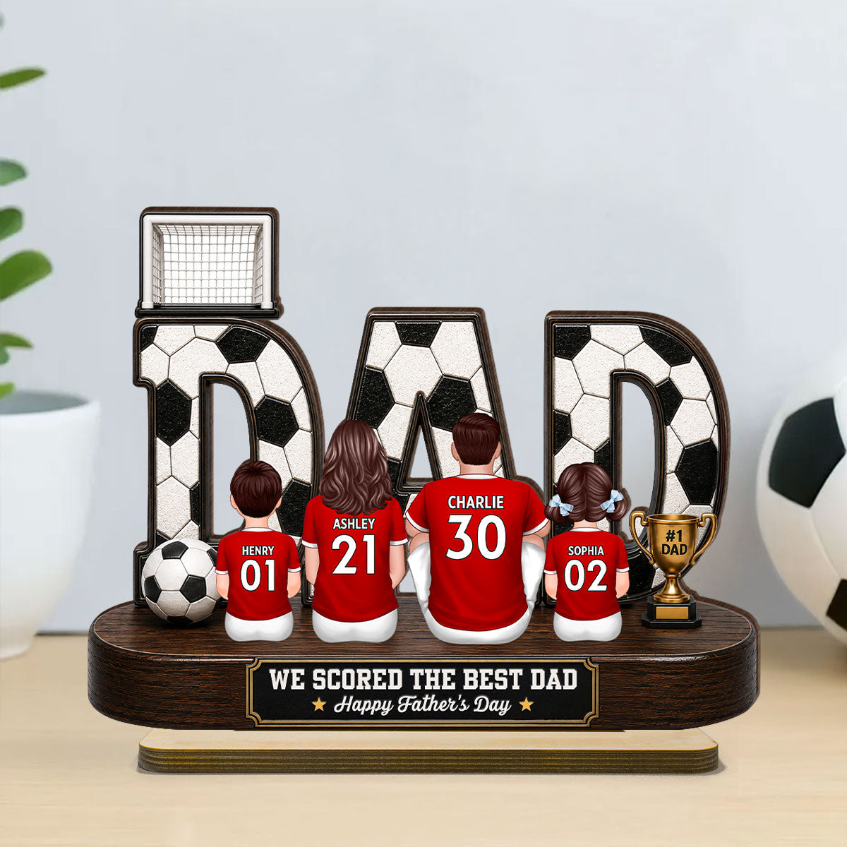 Soccer Family Legend We Scored The Best Dad - Personalized 2-Layered Wooden Plaque -  Gift For Dad, Husband, Soccer Lovers