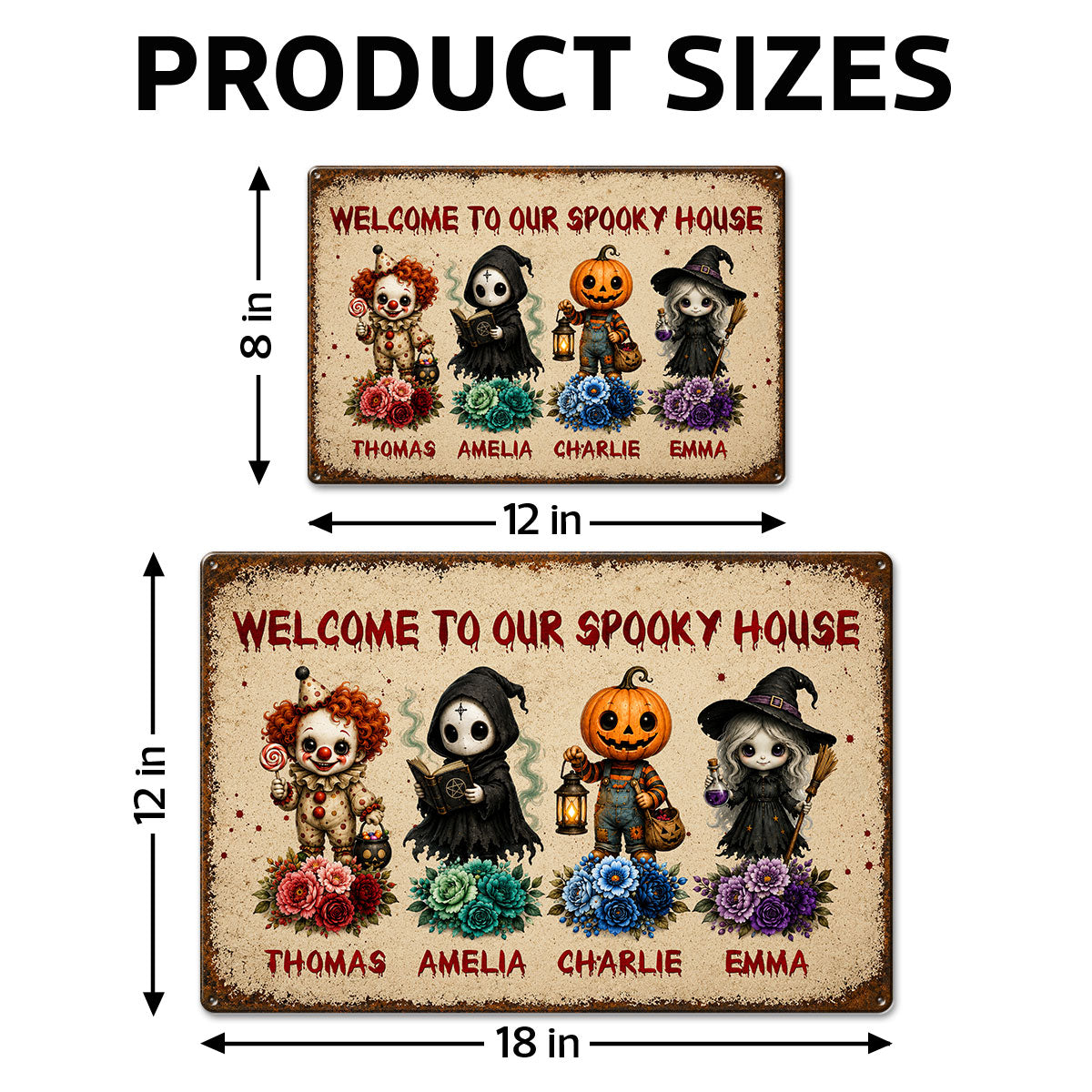 Welcome To Our Spooky House - Personalized Metal Sign - Halloween Decor Gift, Gift For Family
