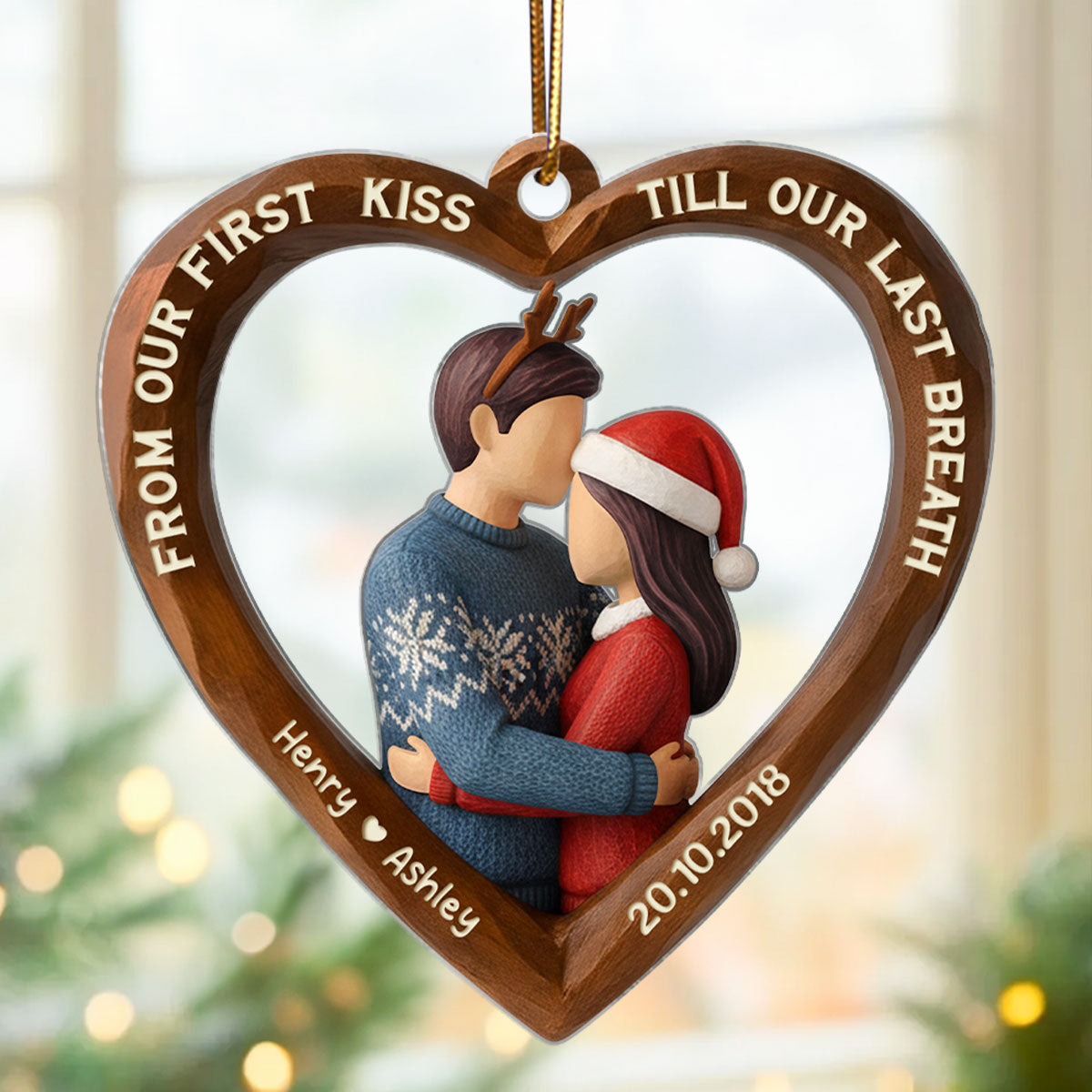 3D Effect Wooden Couple You & Me We Got This - Personalized Acrylic Ornament - Christmas Gift for Couples