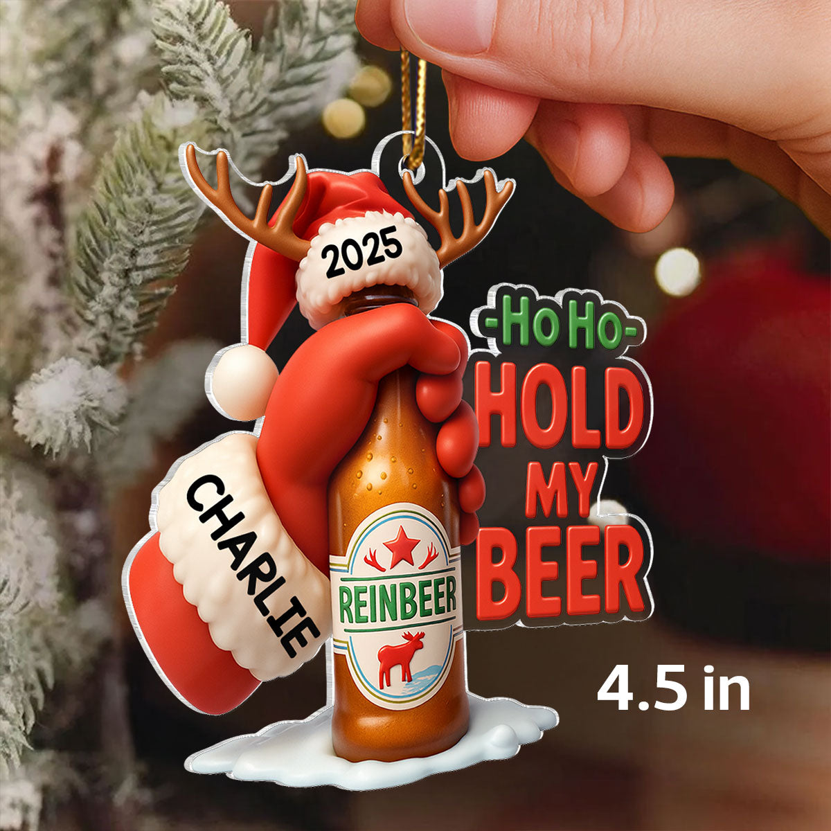Funny Hold My Beer - Personalized Acrylic Ornament - Christmas Gift for Husband, for Boyfriend