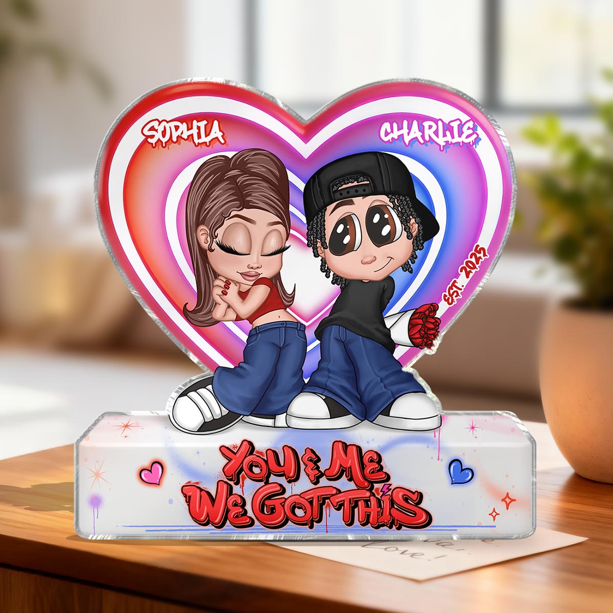 Eternal Love Y2K Couple - Personalized Acrylic Block Plaque - Heartfelt Valentine's Day Gift, Anniversary Gift For Couple, For Him, For Her