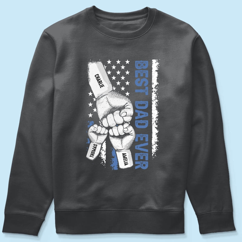 Dad & Kids Fist Bump Nation Flag - Personalized Shirt - Heartfelt Gift For Dad, Husband