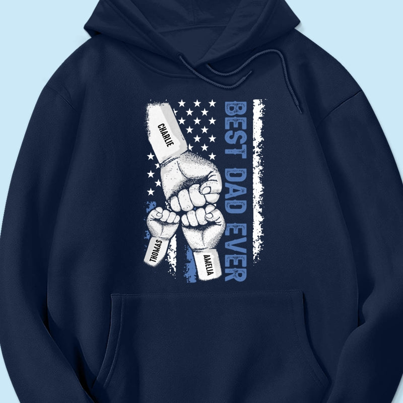 Dad & Kids Fist Bump Nation Flag - Personalized Shirt - Heartfelt Gift For Dad, Husband