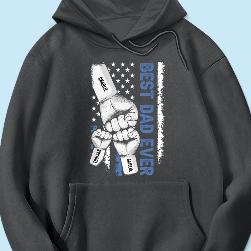 Dad & Kids Fist Bump Nation Flag - Personalized Shirt - Heartfelt Gift For Dad, Husband