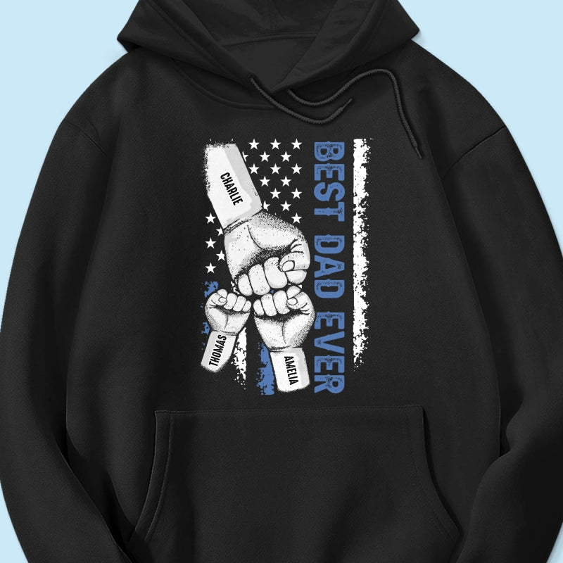 Dad & Kids Fist Bump Nation Flag - Personalized Shirt - Heartfelt Gift For Dad, Husband