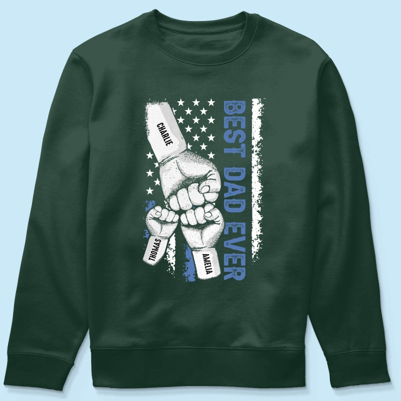 Dad & Kids Fist Bump Nation Flag - Personalized Shirt - Heartfelt Gift For Dad, Husband