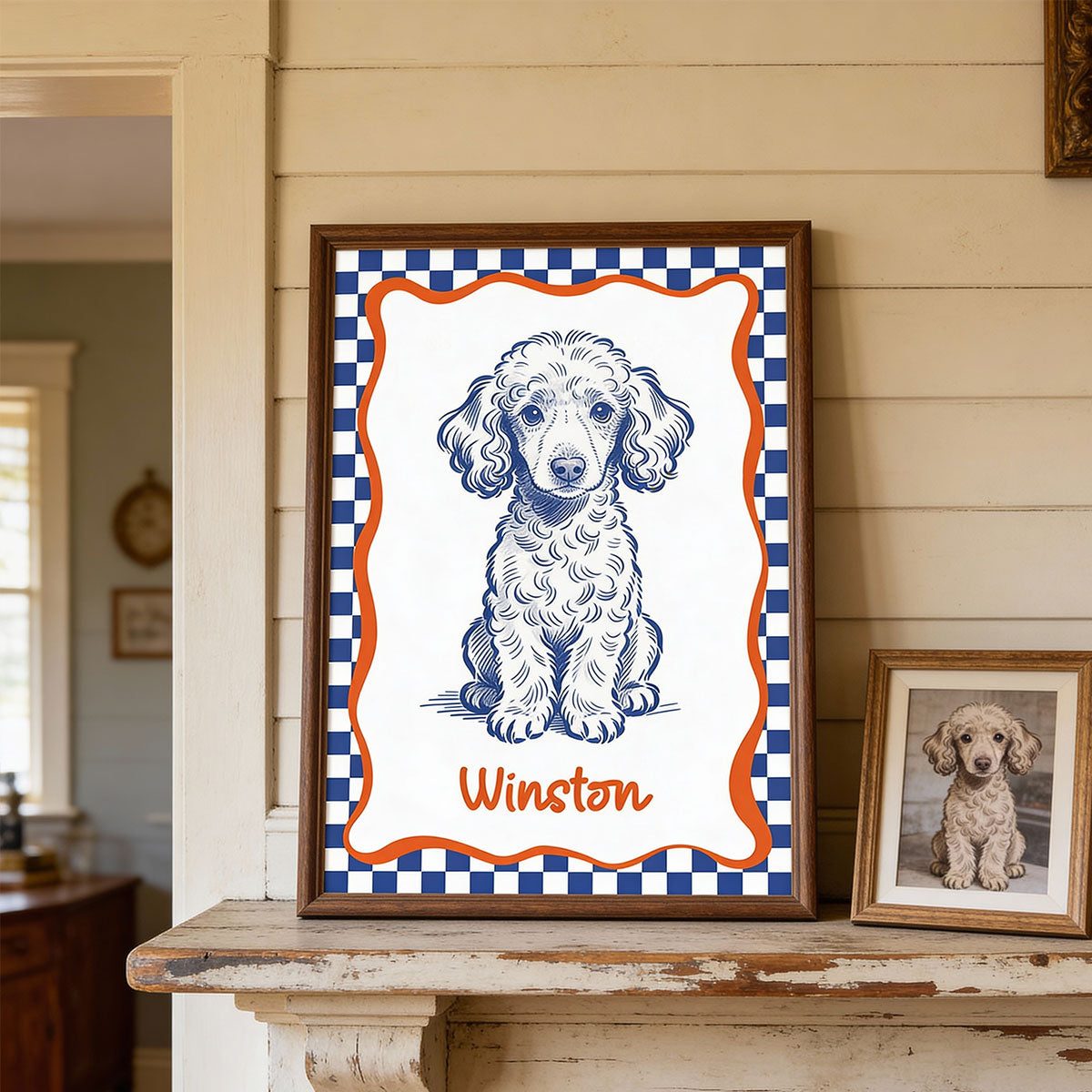 Custom Doodle Dog Portrait Minimalist, Unique Dog Art - Personalized Poster - Retro Pet Prints Gift