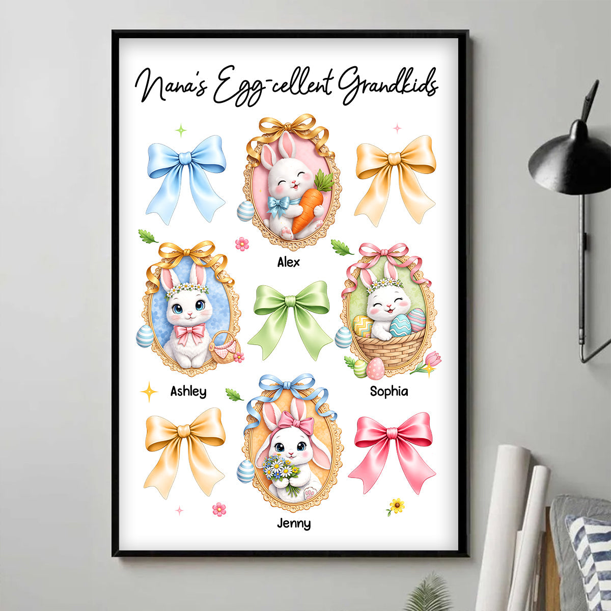 Nana's Egg-cellent Grandkids - Personalized Poster - Easter Decor Gift For Grandma
