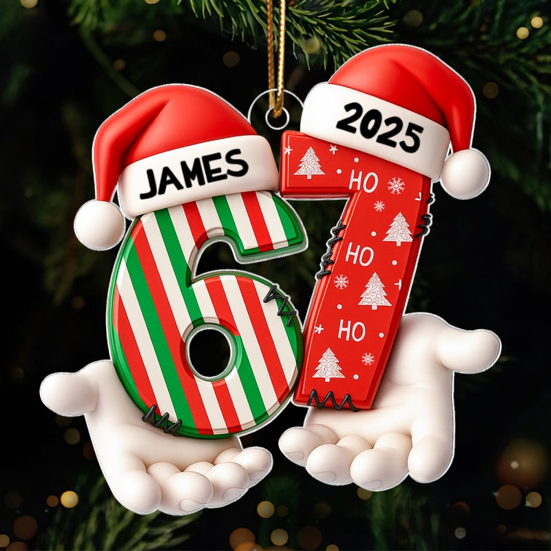 Custom Name Viral Trend Six Seven - Personalized Acrylic Ornament - Chistmas Gift for Kid, Grandkids