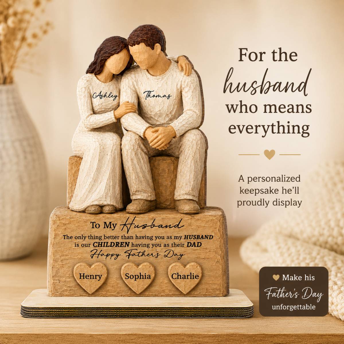 Sentimental Rustic To My Husband The Only Thing - Personalized 2-Layered Wooden Plaque - Heartfelt  Gift For Husband, Dad