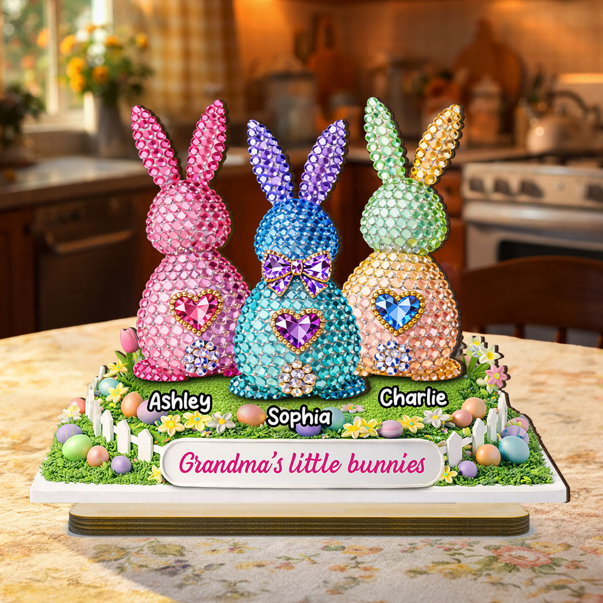 Grandma's Little Bunnies Easter - Personalized 2-Layered Wooden Plaque - Sentimental Gift for Grandma