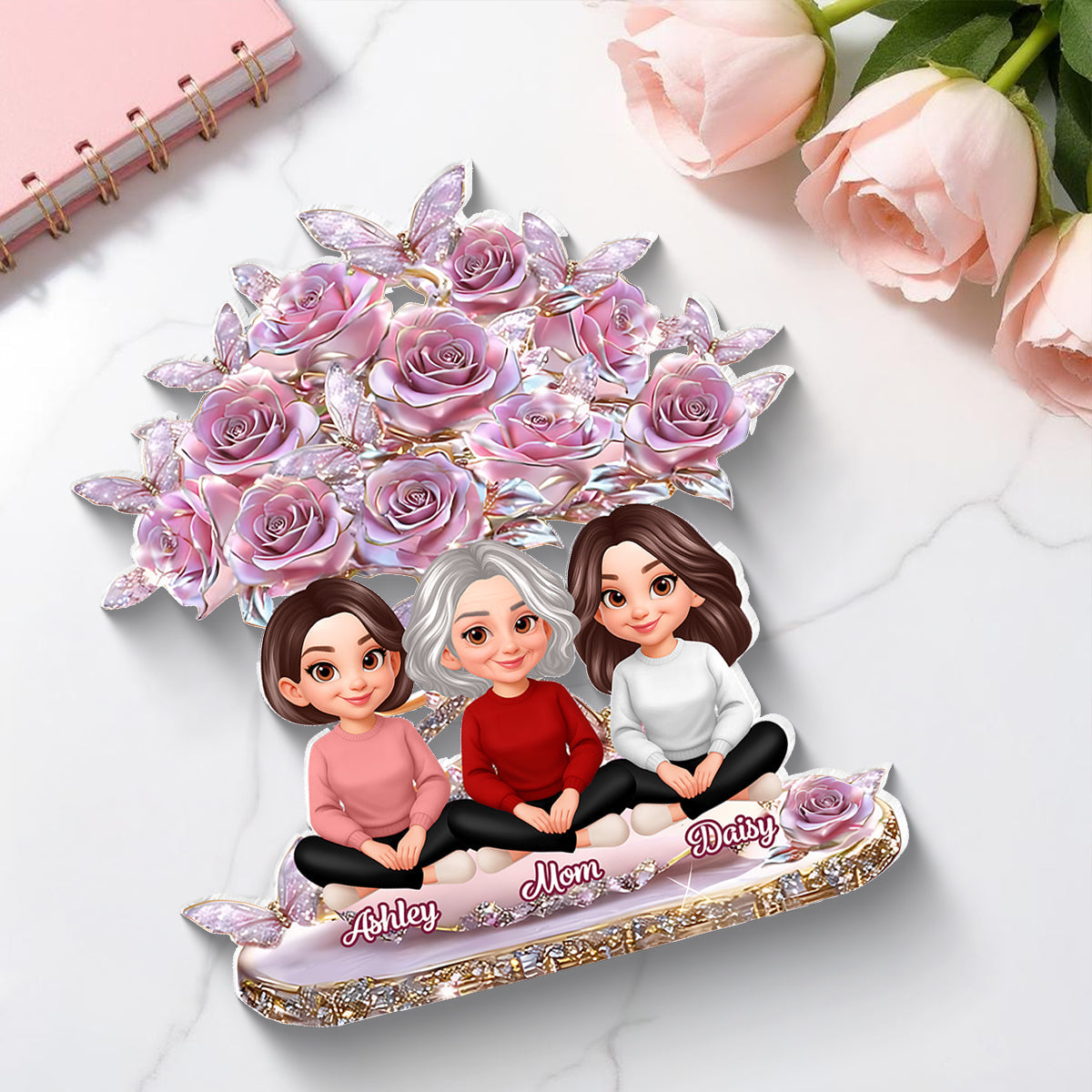 Best Mom Ever And Daughters - Personalized Acrylic Block Plaque - Heartfelt Gift For Mom, Grandma