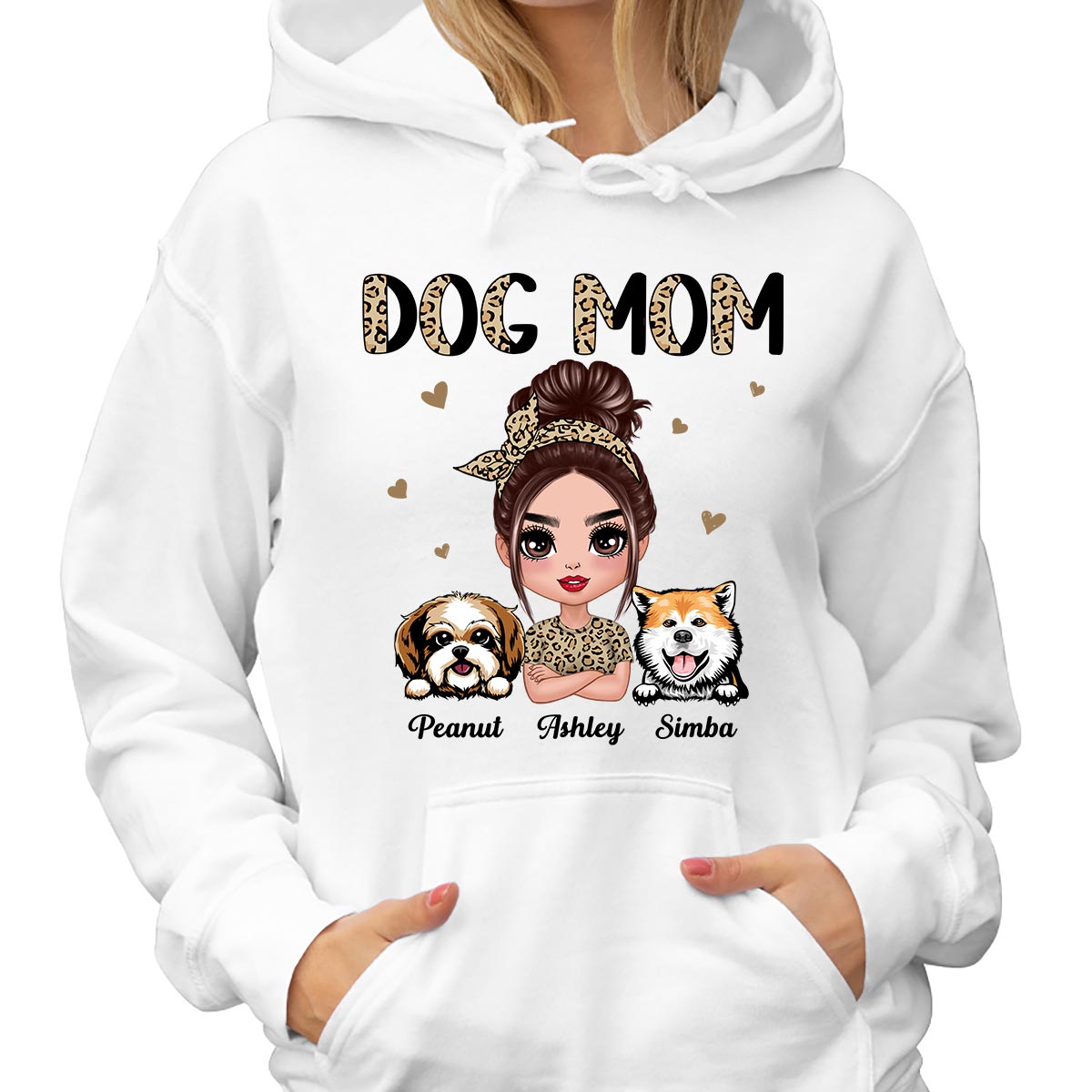 Half Leopard Dog Mom Doll Woman Gift For Dog Lovers Personalized Shirt