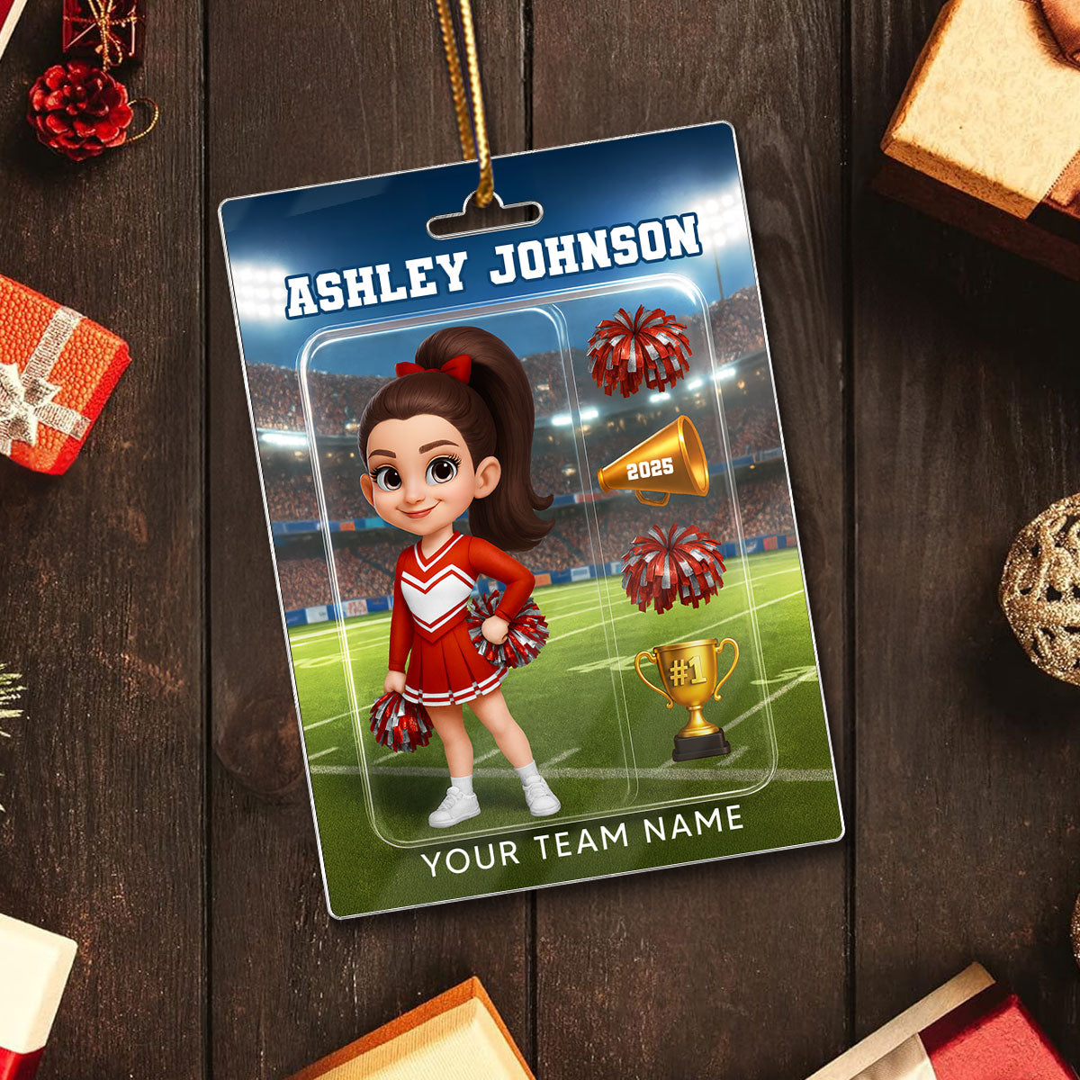 3D Effect Cheerleader Custom Figure Style - Personalized Acrylic Ornament - Christmas Gift For Cheerleaders